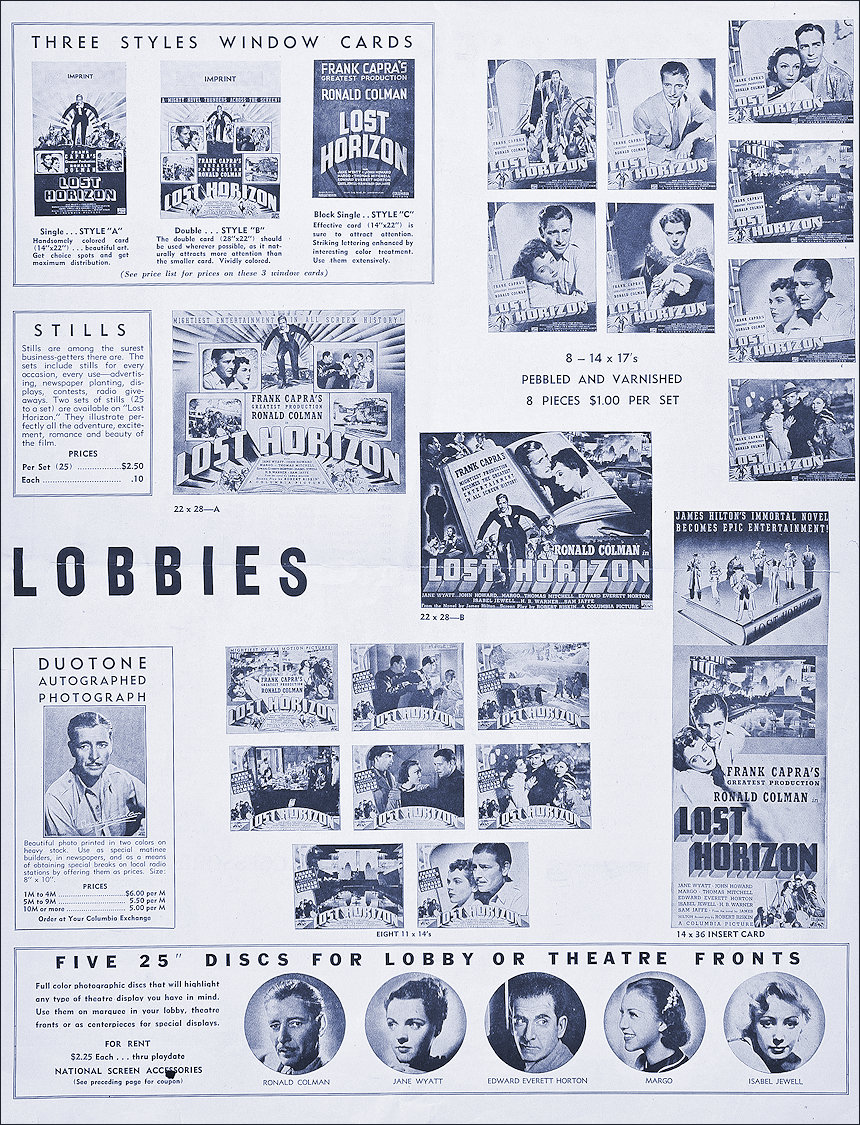 Lobby Card selection for The Lost Horizon