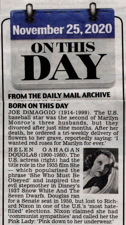 Daily Mail reference to Helen Gagahan