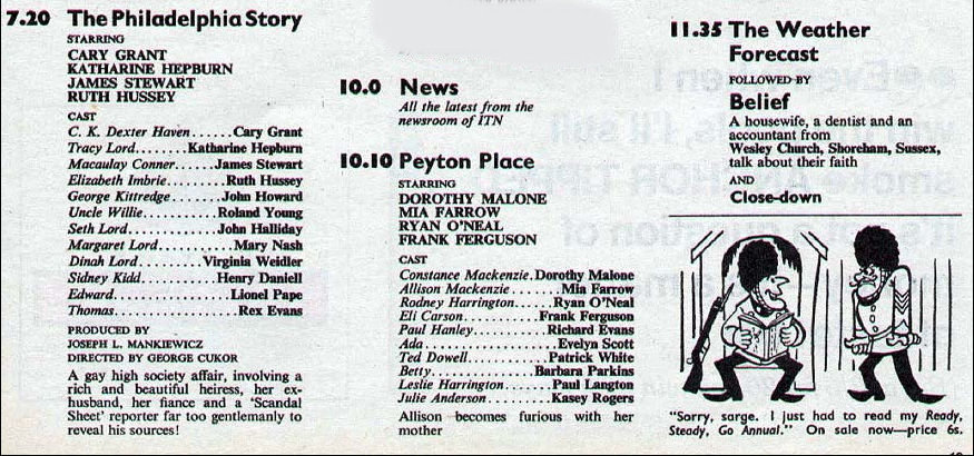 Detail of TV Times Saturday 14th August 1965