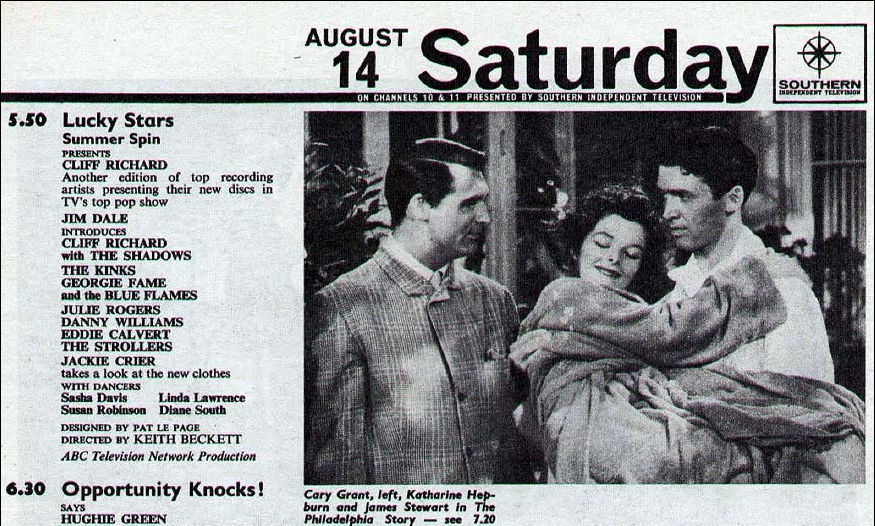 Detail of TV Times Saturday 14th August 1965