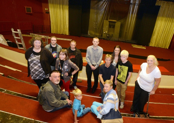 Campaigners inside the Cinema ruins