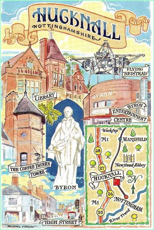 Compilation postcard of Hucknall 