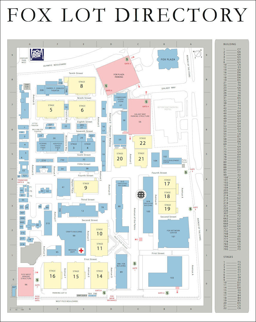 Fox Studios Lot Map