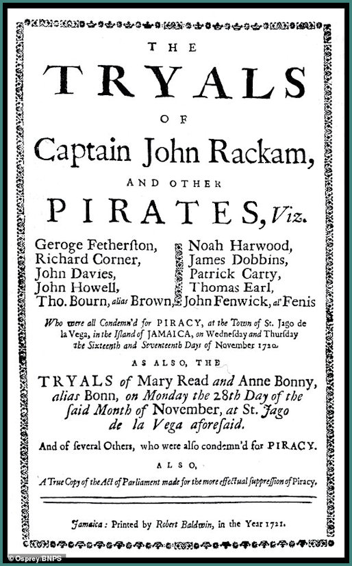 Poster of the forthcoming trials of Anne Bonny, Mary Read and other pirates