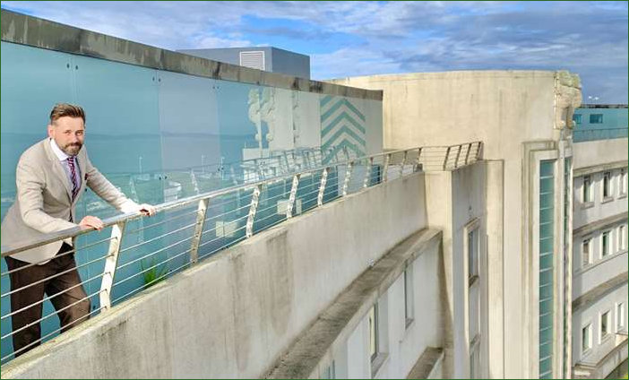 Tim Dunn on the roof of the Midland Hotel