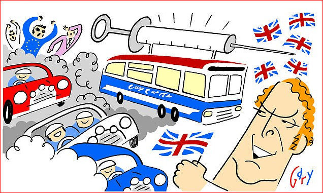 Cartoon melee of the Italian Job by Gary