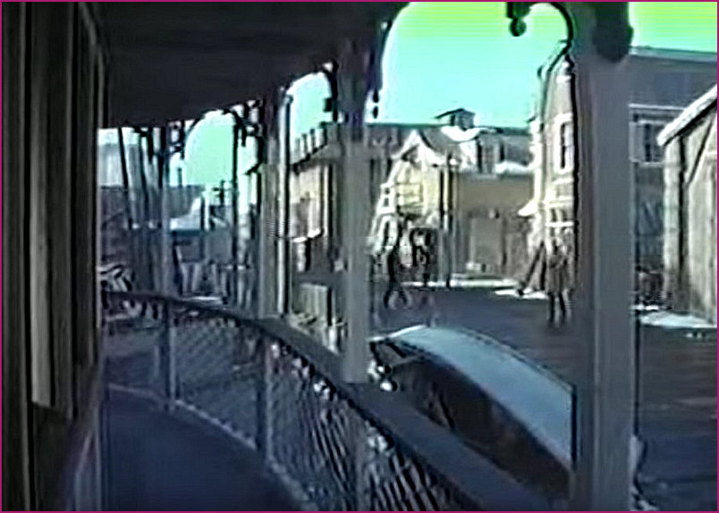 View of the Wharf through the trellis work of the steamboat