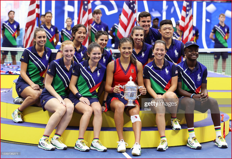 Emma and the Us Ball Kids ensemble post-match