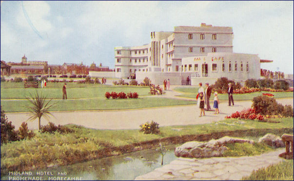 Painted image of the Midland Hotel from the Gardens